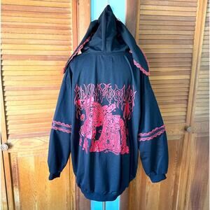 ACDC Rag Lolita EGL Goth Punk Emo Mad Death Rabbit Black & Red Hoodie Bunny Ears
